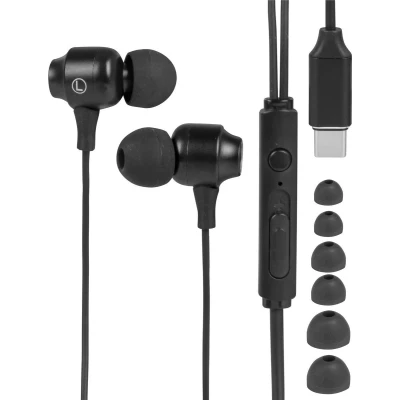 Afbeelding van Nuvance Oortjes met Draad USB C Oordopjes In Ear en Microfoon Zwart