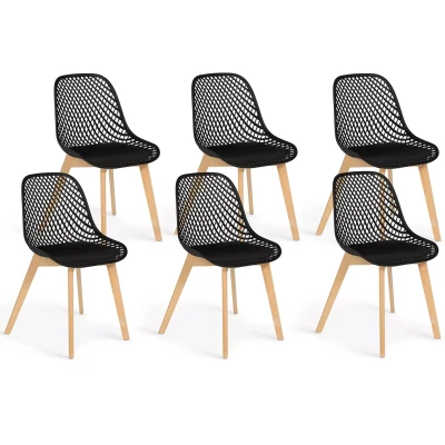 Image de Lot de 6 chaises MANDY noires pour salle à manger