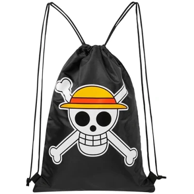 Afbeelding van One Piece Tas met trekkoord voor kinderen, sporttas trekkoord, cadeau anime, zwart.