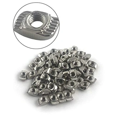 Afbeelding van QWORK® T moer M4, koolstofstaal vernikkeld slot hamer, 100 stuks