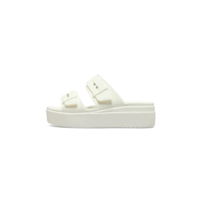 Afbeelding van Crocs Brooklyn Buckle Low Wedge Platform Dames, Krijt