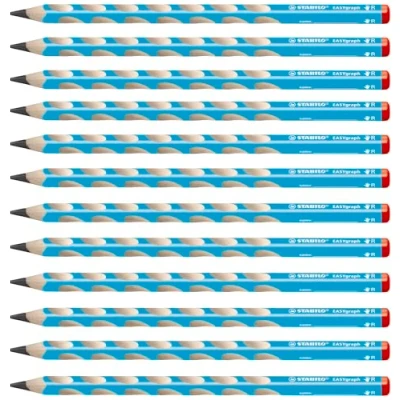 Afbeelding van Ergonomisch driekantig grafietpotlood voor rechtshandigen STABILO EASYgraph in blauw 12 stuks hardheid 2B