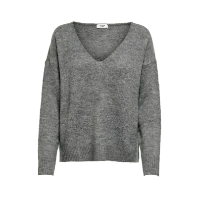 Afbeelding van JDY Jdyelanora Vneck Trui, Dames, Maat: XS, Dark grey melange