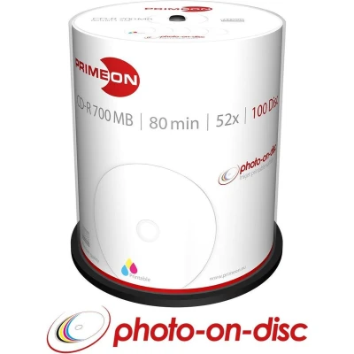 Afbeelding van Primeon 2761106 CD R 80 disc 700 MB 100 stuk(s) Spindel Bedrukbaar