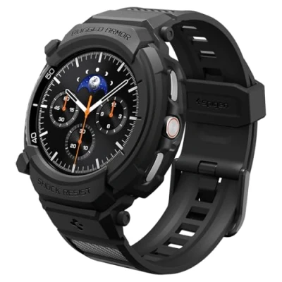 Afbeelding van Spigen Rugged Armor Pro Coque avec bracelet Compatible Samsung Galaxy Watch 8 Classic 46mm (2025) Noir Mat