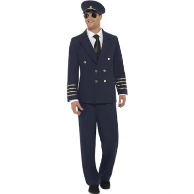 Afbeelding van Smiffys Marineblauw pilotenkostuum met jas, broek en pet