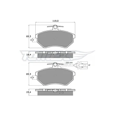 Afbeelding van TOMEX brakes TX 12 04 Remblokkenset Vooras Incl. slijtage waarschuwingscontact