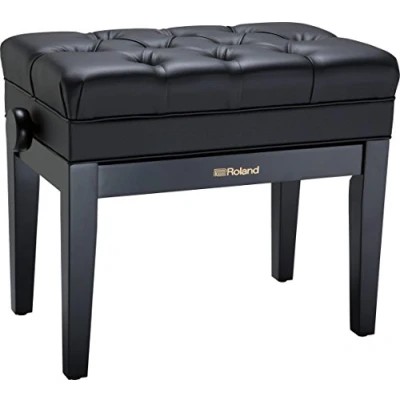 Image de Roland Banc de piano en ébène brillant avec assise vinyle et compartiment rangement pour partitions RPB 500PE