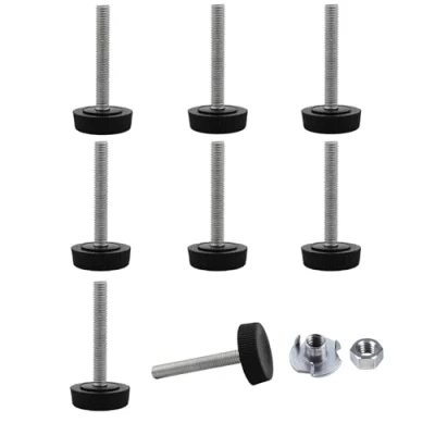 Afbeelding van SKIR&#039;CO Set van 8 M6 x 40 mm meubelnivelleringspoten, verstelbare ronde poten met een diameter 25 mm, schroefdraadnivelleringsvoet (moeren inbegrepen)