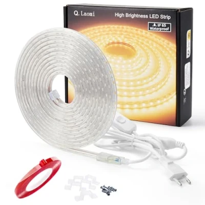 Afbeelding van ledstrip, 4 meter, IP65, waterdicht, met schakelaar, 220 V, 230 warm wit