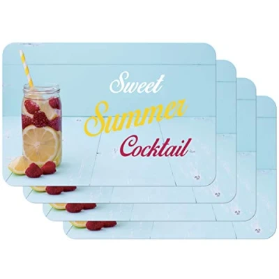 Afbeelding van Venilia 59091 placemat, cocktail roze, 45 x 30 cm, 4 delig, antislip, hittebestendig, van polypropyleen