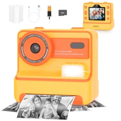 Afbeelding van Instant camera voor kinderen, 1080p, 2,4 inch display, direct printen met printpapier en 32G TF kaart, cadeau kinderen van 3 tot 12 jaar