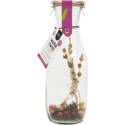 Afbeelding van Pineut ® Watertwist Tafelwater Roos, Bergthee &amp; Hibiscus Cadeau Vrouw Waterkan Glas 1L Hervulbaar Fris Fruitig Gezond Gezellig Genieten