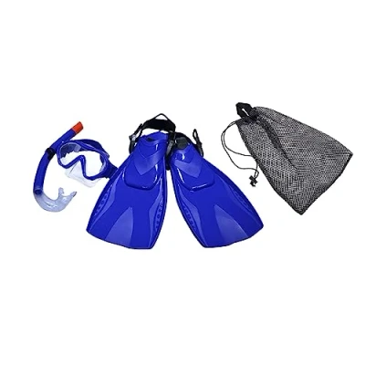 Afbeelding van Duikbril met Snorkel en Zwemvliezen Eqsi Volwassenen Blauw Schoenmaat 38 42