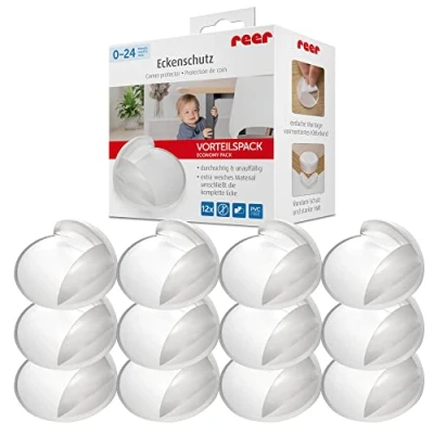 Afbeelding van reer 12 stuks babyhoekbeschermers transparant en PVC vrij, BPA, latex, gecertificeerd veilig voor kinderen