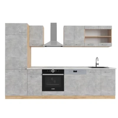 Afbeelding van Vicco Complete keukeneenheid R Line, Beton/gouden eik, 300 cm , WB Marmer