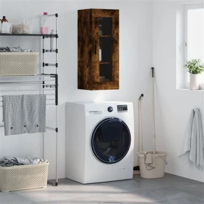 Afbeelding van vidaXL Armoire Murale, Placard Suspendu avec Rangement, Meuble Flottant de Salon Bureau Chambre, Moderne, Chêne Fumé Bois d&#039;Ingénierie
