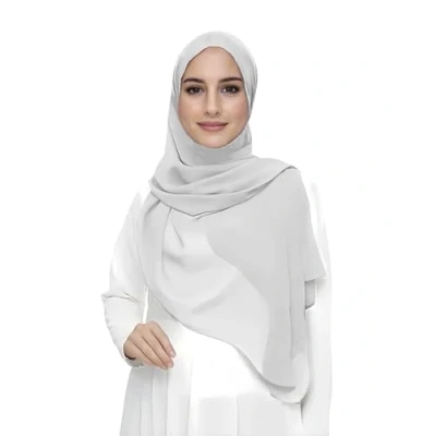 Afbeelding van Lina &amp; Lily Chiffon hijab sjaal voor dames van lichtgewicht stof, zilver.