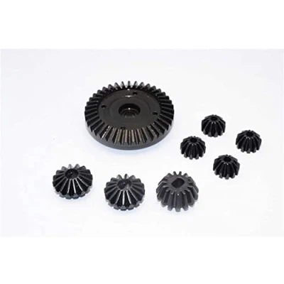 Afbeelding van Tamiya TT 02 &amp; 02B Upgrade onderdelen Steel Ring Gear Bevel 8 stuks set zwart
