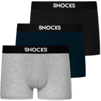 Afbeelding van Snocks 3 PACK Premium Boxer Onderbroeken, Heren, Maat: Large, Mix (schwarz/grau/blau)