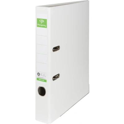 Afbeelding van Pergamy ordner, voor ft A4, uit Recycolor papier, rug van 5 cm , wit ordner
