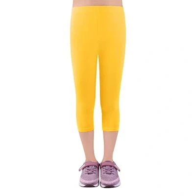Afbeelding van L&amp;K II 3/4 leggings meisjes capribroek katoen schoolkleding leeftijd 4 18 jaar 2723, 1 x geel