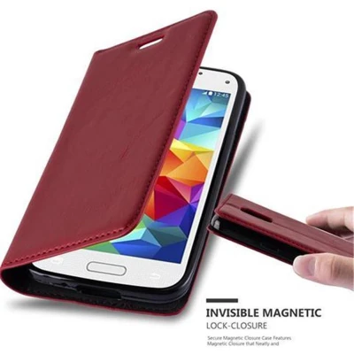 Afbeelding van Cadorabo Hoesje geschikt voor Samsung Galaxy S5 MINI / DUOS in APPEL ROOD Beschermhoes met magnetische sluiting, standfunctie en kaartvakje Book Case Cover Etui