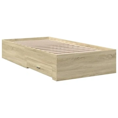 Image de vidaXL Cadre de lit avec tiroirs sans matelas chêne sonoma 90x190 cm3280435