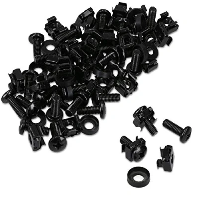Afbeelding van kwmobile M6 kooimoeren 50 stuks Stalen kooimoerenset Inclusief schroeven en sluitringen Voor 10 inch of 19 serverkasten patchkasten