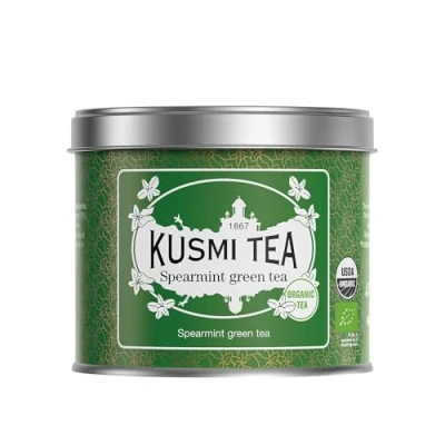 Image de Kusmi Tea Thé Vert à la Menthe BIO À Déguster Chaud ou en Glacé Boisson Désaltérante Traditionnelle Véritables Feuilles de Boîte Métal 100 g Environ 40 Tasses