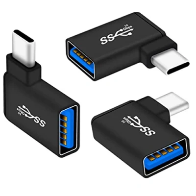 Afbeelding van USB C naar 3.0 adapter 90 graden (3 stuks), OTG A bus 3.1 stekker, compatibel met MacBook Pro, draagbaar, Galaxy, telefoons