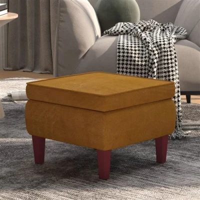 Image de vidaXL Tabouret avec pieds en bois Marron Velours329465