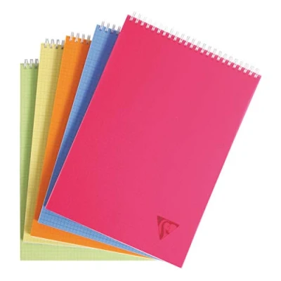 Afbeelding van Clairefontaine 328635C Collection Linicolor Fresh een spiraalblok, A4, 21 x 29,7 cm, 160 afneembare pagina&#039;s, kleine ruitjes, wit papier, 90 g, omslag van polypropyleen, transparant, willekeurige