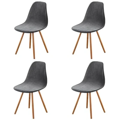 Afbeelding van Highdi set van 1/2/4/6 fluwelen Scandinavische stoelhoezen, effen kleur, hoezen voor eetkamerstoelen, stoelen zonder armleuning de keuken, woonkamer, kantoor (donkergrijs, 4 stuks)