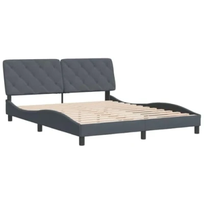Afbeelding van vidaXL Bedframe met hoofdeinde fluweel donkergrijs 160x200 cm