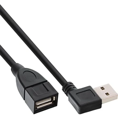 Image de InLine® USB 2.0 Smart Cable coudé + réversible Type A mâle à femelle noir 2m