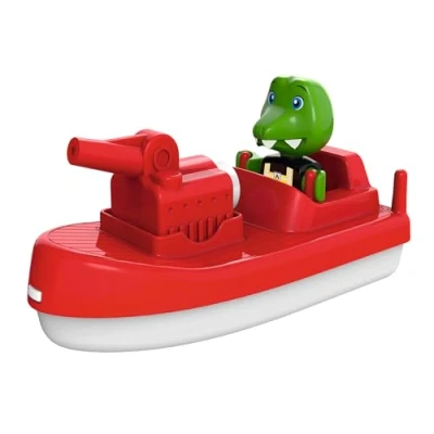 Image de AquaPlay FireBoat Accessoires pour Aqua Play ou Baignoire, Bateau de Pompiers avec Sven Le Crocodile, Fonction Jet d&#039;eau, Enfants à partir 3 Ans, 8700000273, Rouge