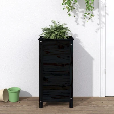 Afbeelding van Plantenbak 40x40x78 cm massief grenenhout zwart