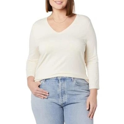 Image de Amazon Essentials T Shirt Col En v À Manches 3/4 Coupe Classique (Grandes Tailles Disponibles) Women&#039;s, Avoine Chiné, L