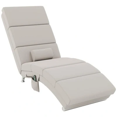 Afbeelding van HOMCOM relaxstoel, ergonomisch, masserend en verwarmend, linneneffect, met afstandsbediening kussen, 56 x 168 84 cm, zwart (crème)