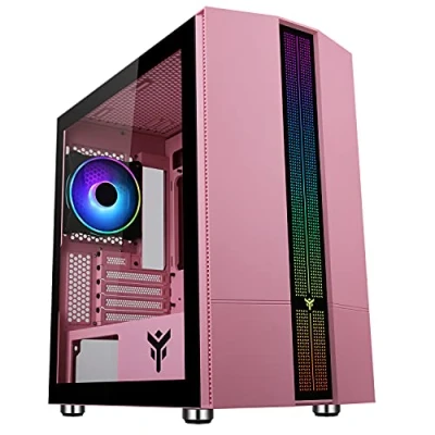Afbeelding van Mini Tower Micro ATX iTek Liflig P41 RGB behuizing met glazen paneel (roze)