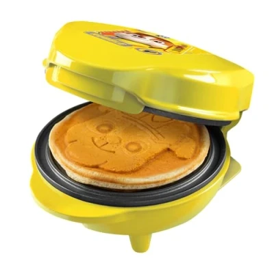 Afbeelding van Paw Patrol Mini Wafelijzer, wafelijzer met speciale plaat &quot;Rubble&quot;, wafelgrootte: Ø 10 cm, ideaal formaat voor kinderen, perfect verjaardagen of als cadeau, officieel licentieproduct, kleur: Geel