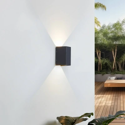 Afbeelding van LED wandlamp Lucande Kimian, hoogte 17 cm, antraciet, IP54