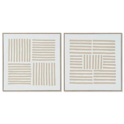 Afbeelding van Schilderij Home ESPRIT Wit Beige Scandinavisch 83 x 4,5 cm (2 Stuks)