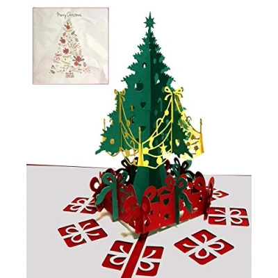 Afbeelding van Deesospro® 3D kerstkaarten pop up kaart kerstkaart incl. envelop kerstcadeaukaart boom