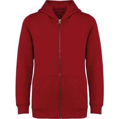Afbeelding van Native Spirit Ecologische kindersweater met rits en capuchon NS405 Hibiscus Red