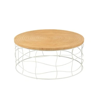 Afbeelding van J Line Salontafel Ijzer/Sparhout Naturel/Wit