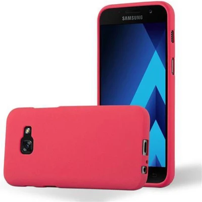 Afbeelding van Cadorabo Hoesje geschikt voor Samsung Galaxy A3 2017 in FROST ROOD Beschermhoes gemaakt van flexibel TPU silicone Case Cover