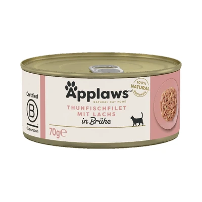 Afbeelding van Applaws in Bouillon 6 x 70 g Kattenvoer Tonijnfilet &amp; Zalm