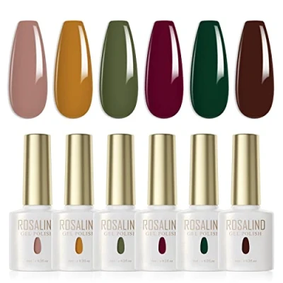 Afbeelding van ROSALIND Set nagellak, semipermanent, 6 kleuren, uv, led, soak off, gel, French manicure, ml